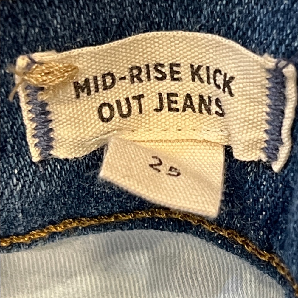 Madewell Mid-Rise Kick Out Jeans Frayed Cuffs Size 25 Waist Flare Cropped - Picture 9 of 14